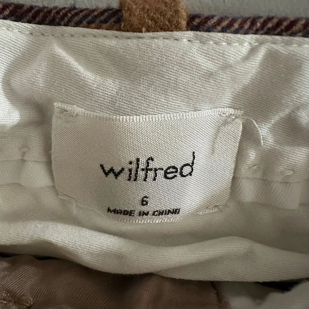 Wilfred Plaid Wide Leg Trousers Tan Brown Purple‎ High Waisted Size 6